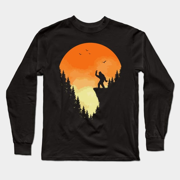 Bigfoot Peace Sign Long Sleeve T-Shirt by Tesszero